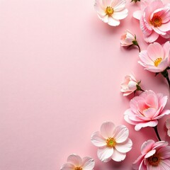 Delicate lace flowers on a soft pink background, backdrop, lace, ribbons