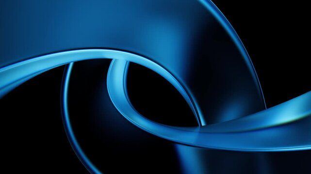 Blue abstract background with glass rings animation. Neutral video texture with copy space for creative concept. Bright lights and reflections motion. Seamless loop.