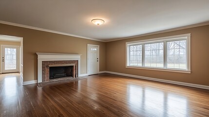 Obraz premium Bright and Airy Empty Living Room with Large Windows and Natural Light : Generative AI