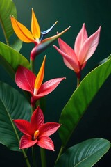 exotic flowers such as anthurium, bird of paradise and ginger in a tropical setting , spring, tropical decor, flowers