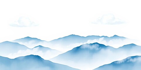 Fototapeta premium Serene Blue Mountainscape Clouds Peaks Tranquil Nature Scene