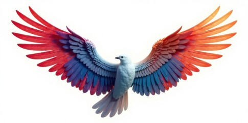 Obraz premium Feathered wings isolated on white background, light, airy, feathers