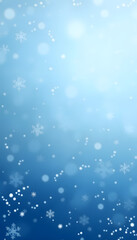 Fototapeta premium Abstract blue winter background with snow and snowflakes for christmas season, minimalism. with white shades