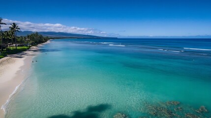 Obraz premium Aerial view of a tropical beach with clear turquoise water and coastal scenery : Generative AI