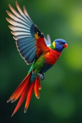 Obraz premium Feathers of colorful bird in flight, air, flight,