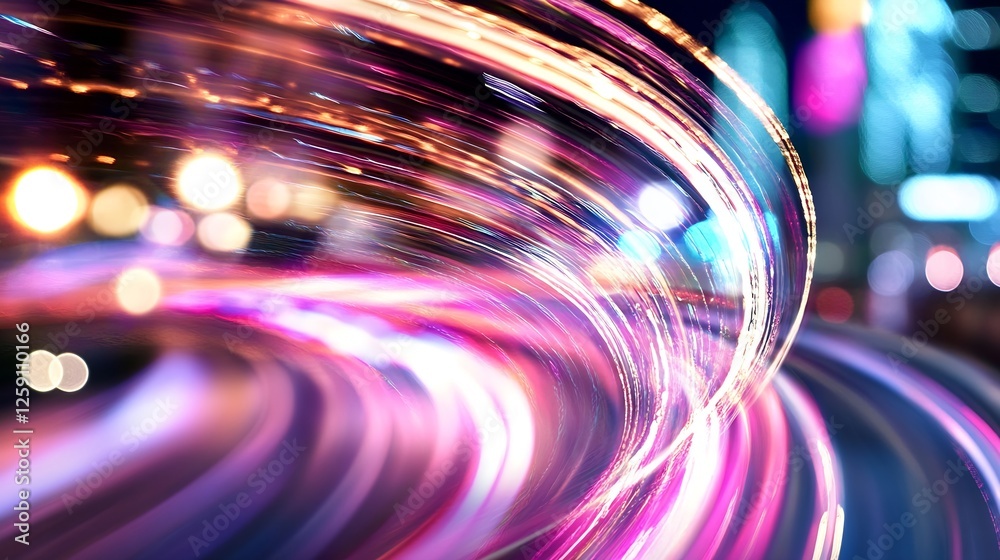 Fototapete dynamic motion blur of vibrant lights creating a mesmerizing abstract background : generative ai