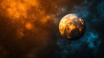 Obraz premium Fiery exoplanet in nebula, space exploration.