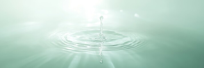 Water drop impact on surface, tranquil background