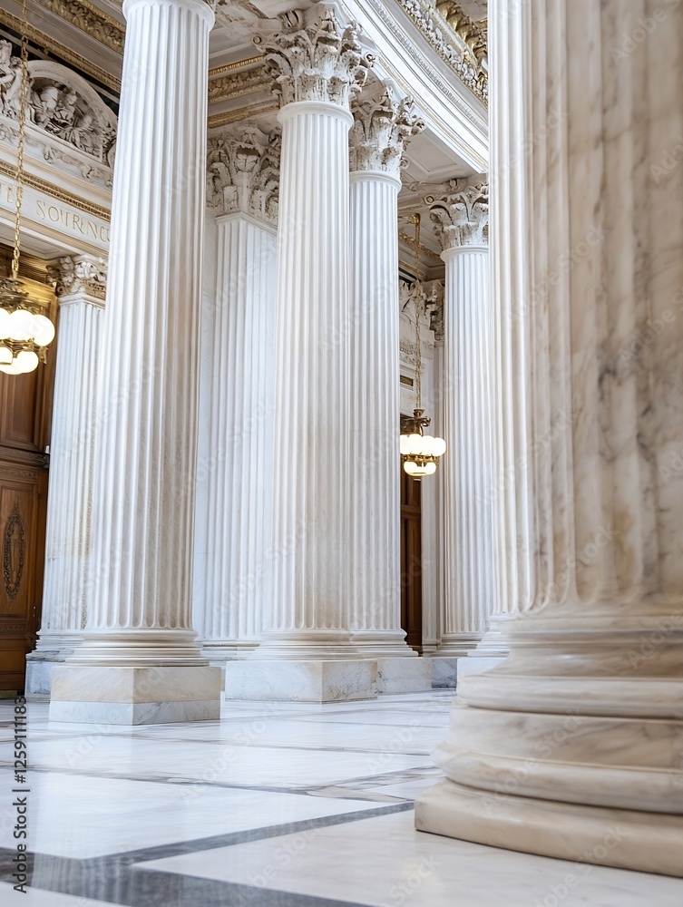 Poster elegant view of classic marble columns in a grand historic building interior : generative ai