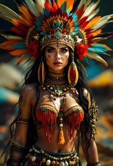 Fototapeta premium ethnic portrait of indigenous lady,