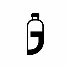 Bottle icon logo design with letter J.