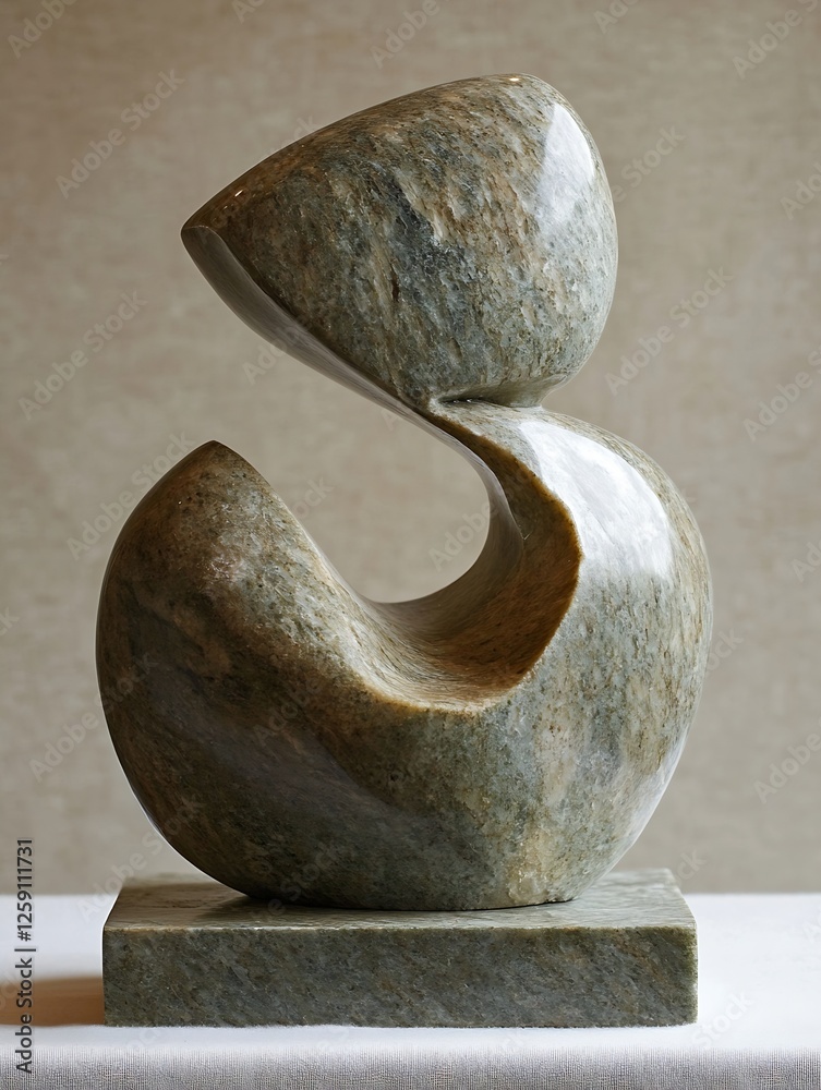 Fototapete elegant abstract marble sculpture displaying unique design lines and shapes : generative ai
