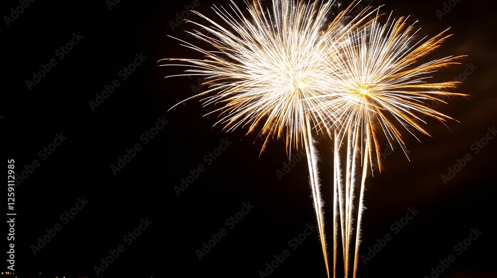 Poster brilliant fireworks display lighting up the night sky in dazzling colors and shapes : generative ai