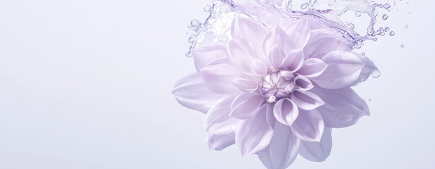 Obraz premium Close-up of a flower in a splash of water. Texture of petals under water. Background for cosmetic moisturizers with flower extracts