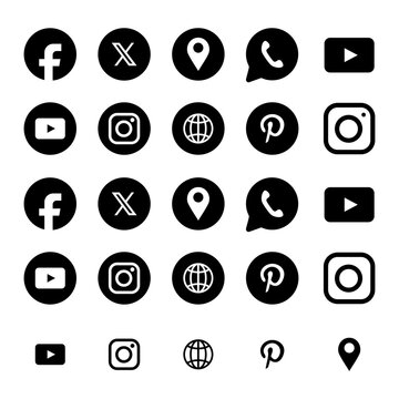 icon social media pinterest, instagram, web, telegram, messenger, tiktok, fecebook, in, x, gmail, email, telephone, whatsapp, location