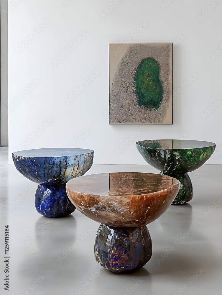 Poster stylish modern artistic tables with unique colors designed for contemporary interior decor : generat