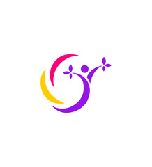 Vibrant Wellness Logo Person, Flowers, Growth, Health, Renewal