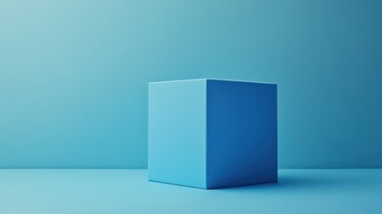 Blue cube display, studio backdrop