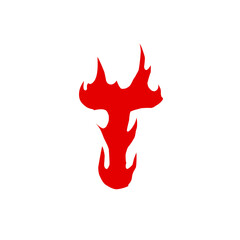 Fire Alphabet T Letter isolated on Background