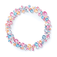 Fototapeta premium Colorful Gemstone Circle Frame on White Background