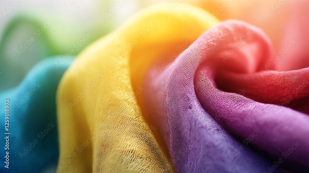 Leinwandbilder vibrant and colorful close up of flowing rainbow fabric with soft texture : generative ai