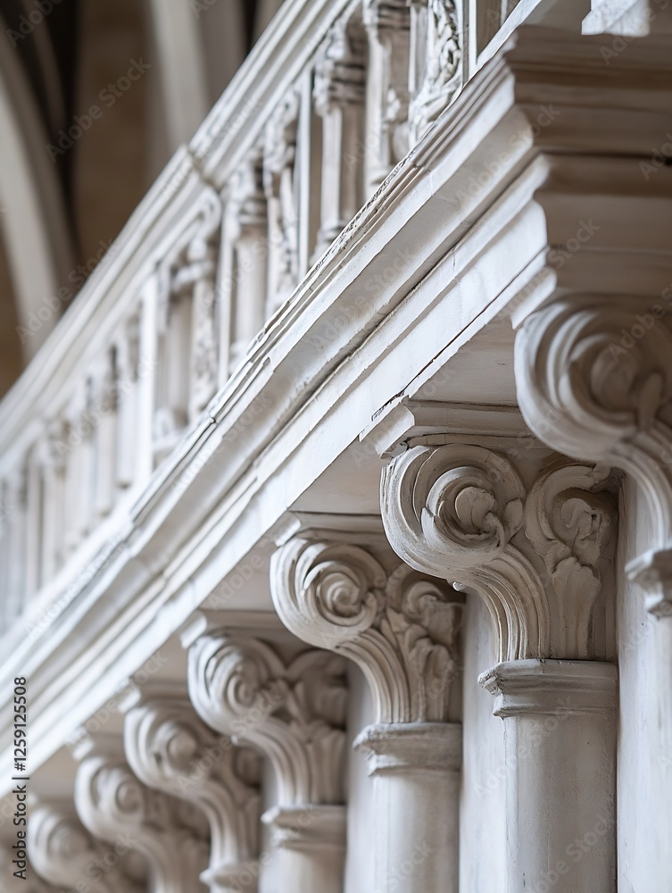 Poster architectural detail of classic columns showcasing craftsmanship in historical building : generative