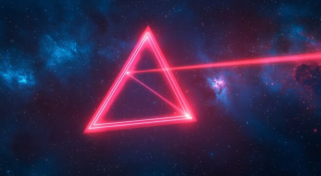 Neon triangle laser beam in outer space