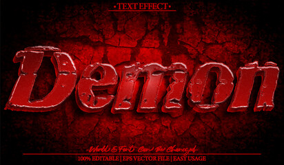 Demon Vector Text Effect Editable Alphabet Evil Devil Horror Red © Zeta