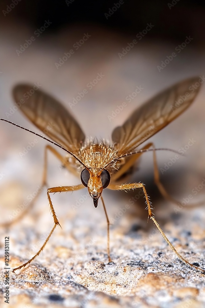 Poster detailed close-up of a mosquito resting on a surface capturing nature's intricacies : generative ai