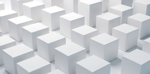 Obraz premium Randomly arranged white cube boxes fill the background, abstract, banknote, pattern