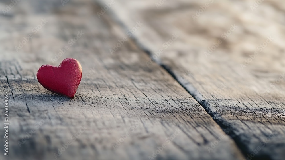 Poster Heart Shape Object on Wooden Table Symbolizing Love and Affection : Generative AI