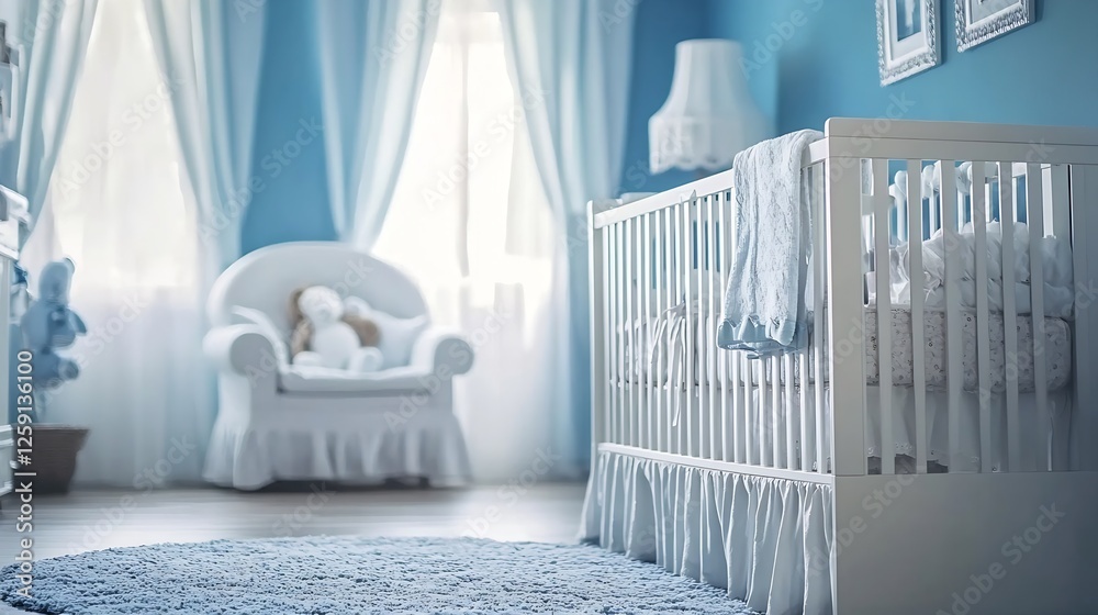 Aufkleber bright and inviting baby nursery with cozy crib and plush toys for a serene atmosphere : generative 