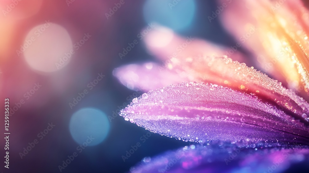Fototapete colorful petals with dew drops in soft focus backdrop creating dreamy illusion for calm relaxation v