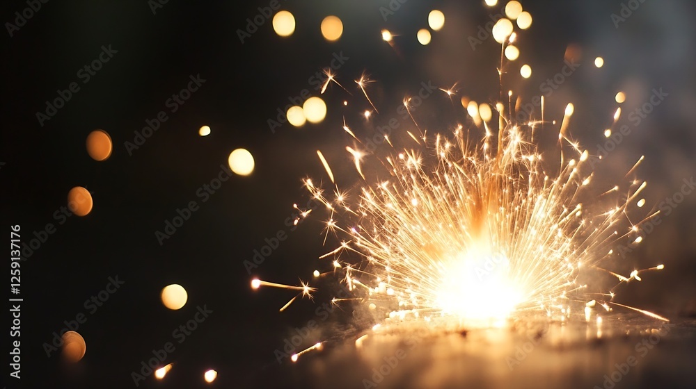 Aufkleber Bright Sparks Filling the Air with a Glow in a Dark Background : Generative AI