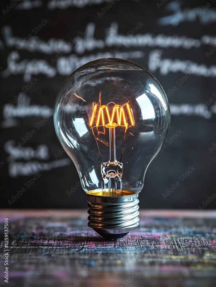 Poster Classic Light Bulb with Vintage Filament Illuminated Against a Dark Background for Creative Concepts : Generative AI