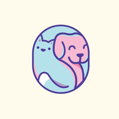 Fototapeta premium Cute cat and dog hugging each other