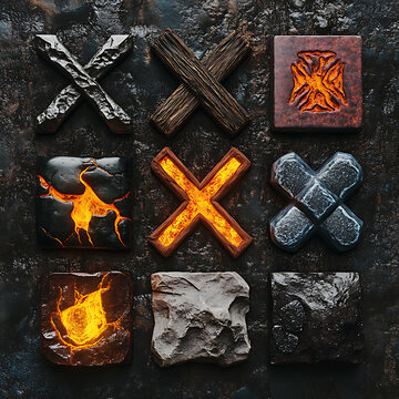 Dark Grunge Textures Cross Symbols Set