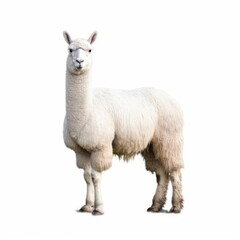 Fototapeta premium Majestic White Alpaca: A Stunning Portrait of Andean Wildlife