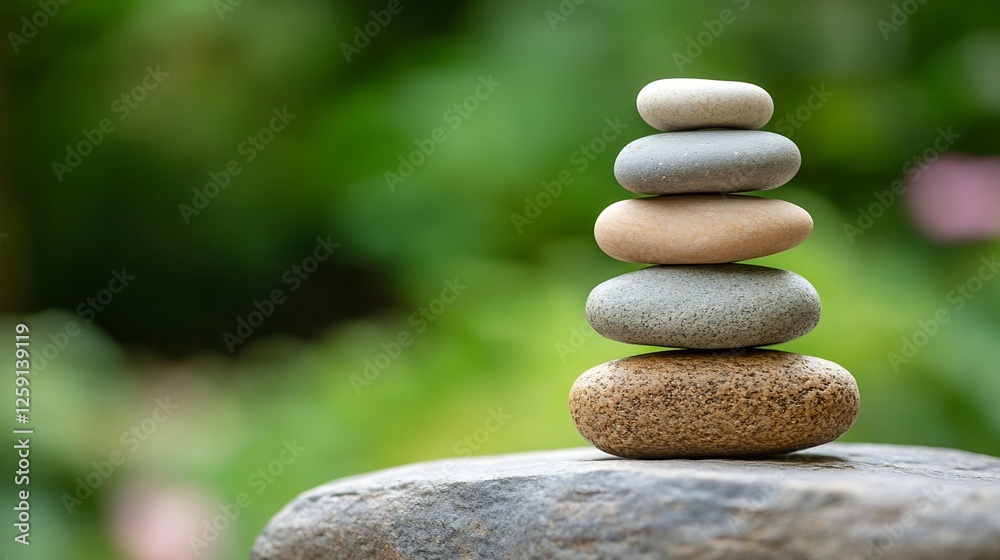 Aufkleber stacked natural stones on a calm background symbolizing balance and harmony : generative ai