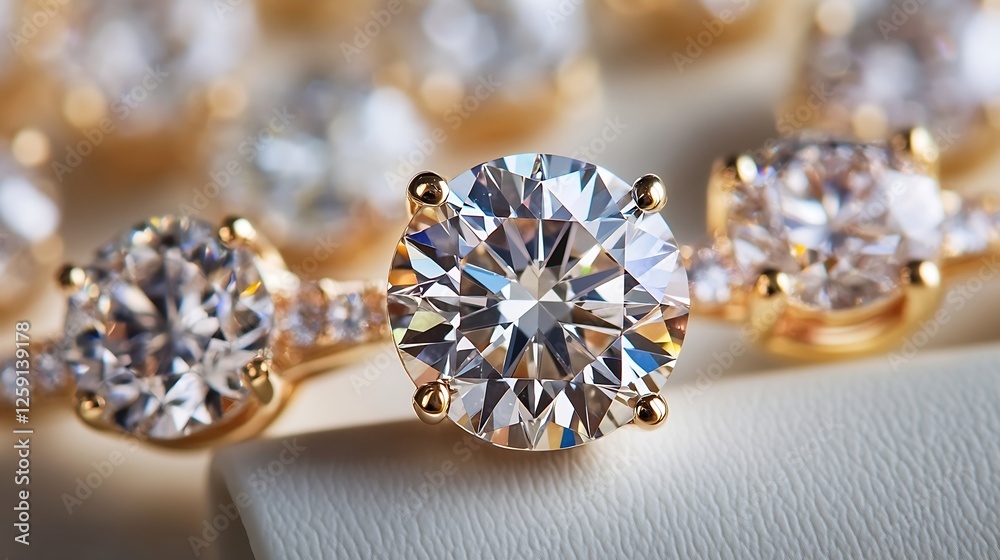 Poster elegant close up of a sparkling diamond ring on a fashionable background : generative ai