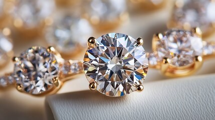 Fototapeta premium Elegant Close Up of a Sparkling Diamond Ring on a Fashionable Background : Generative AI