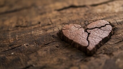 Obraz premium Heart shape carved into rustic wood symbolizing love and connection : Generative AI