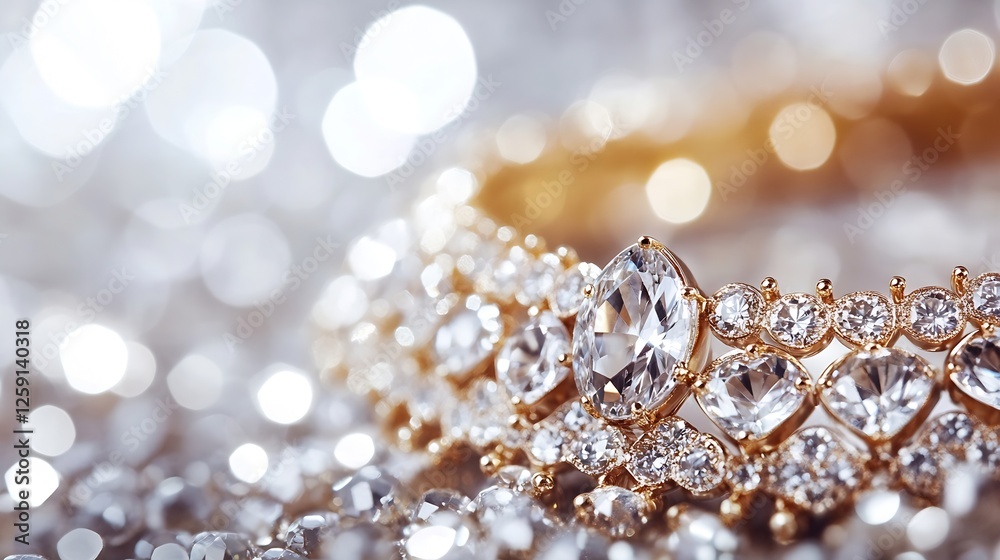 Aufkleber elegant close up of sparkling diamond jewelry on a soft blurred background with shimmering effect : 