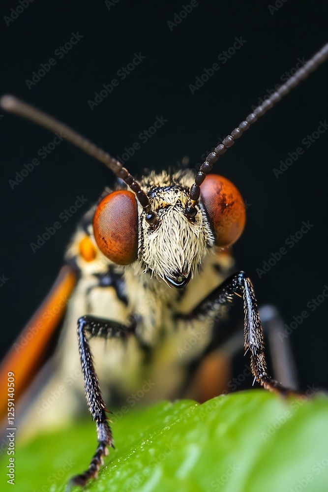 Poster close-up of colorful butterfly on green leaf captured in nature : generative ai