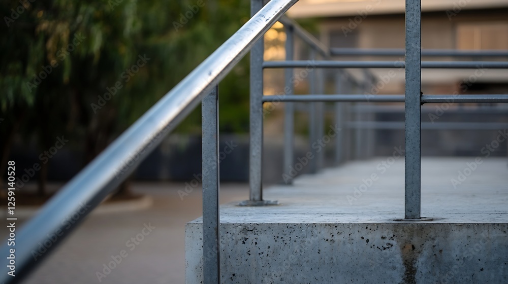Poster modern urban railings and concrete steps in a contemporary setting : generative ai