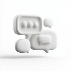 Minimalist abstract chat bubbles in 3d design on soft white background