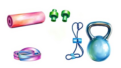 Fitness Equipment Yoga Mat Kettlebell Resistance Bands Earplugs
