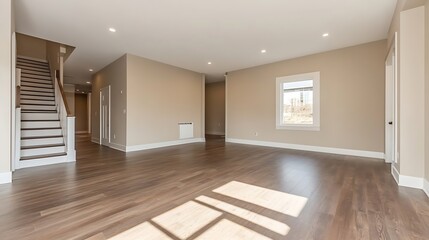 Modern Minimalist Empty Room in Contemporary Home Design : Generative AI