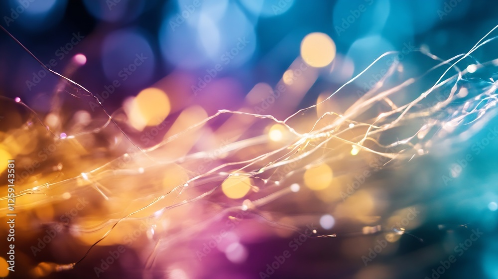 Aufkleber Colorful Bokeh Light Background with Sparkling Effects for Artistic and Creative Use in Design Projects : Generative AI