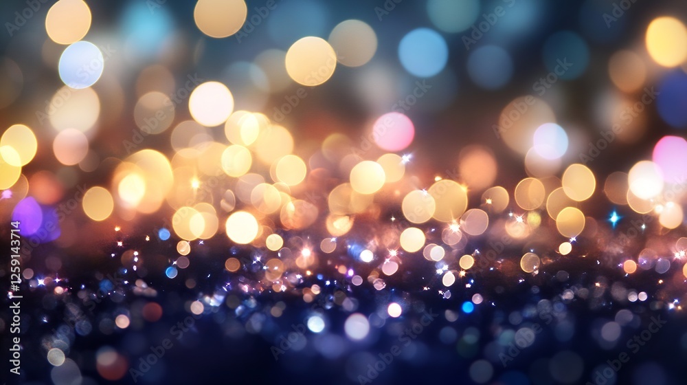Fototapete Vibrant Bokeh Background with Sparkling Glitter and Soft Glowing Lights : Generative AI